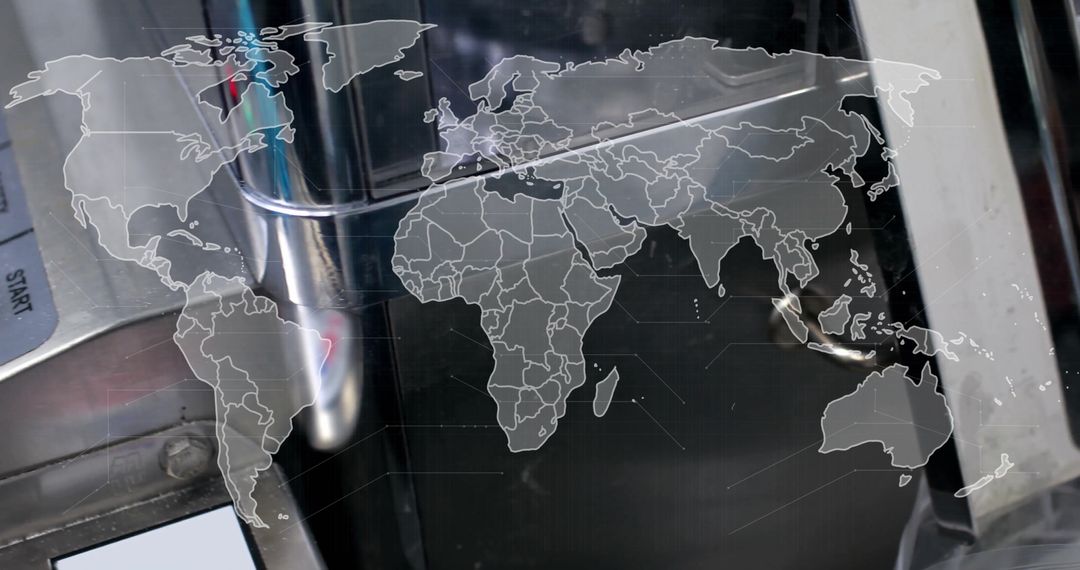 World Map Overlay on Medical Machine Console Depicting Global Healthcare