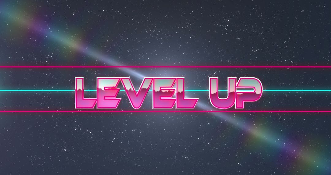 Retro Futuristic Level Up in Neon Colors with Digital Space Theme