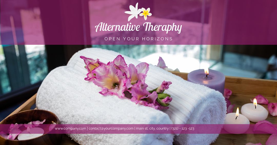 Luxury Spa Setup with Flowers and Candles for Relaxation