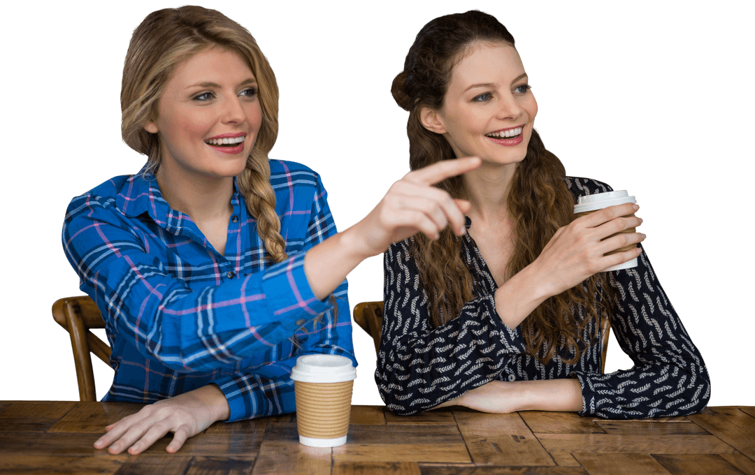Transparent Cheerful Women Chatting With Coffee
