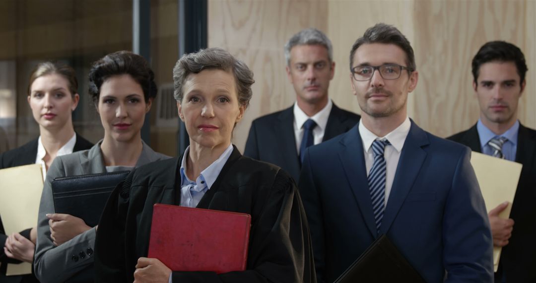 Confident Lawyers and Judge Standing in Courtroom - Free Images, Stock Photos and Pictures on Pikwizard.com