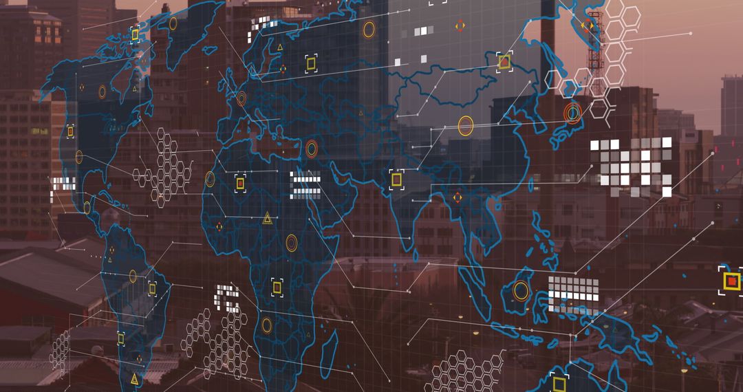 Global Data Processing Over Cityscapes Highlighting Financial Networks