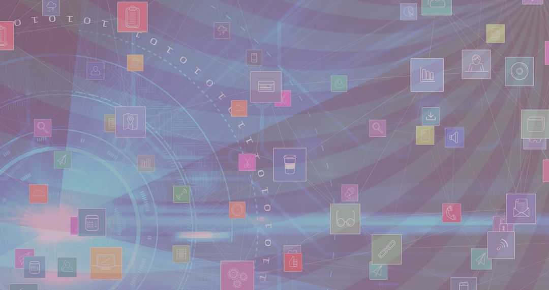 Abstract Interface with Digital Icons and Connections