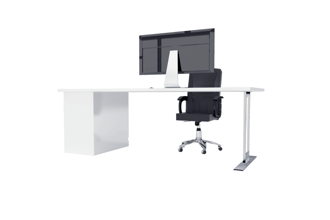 Modern Office Workspace with Transparent Background