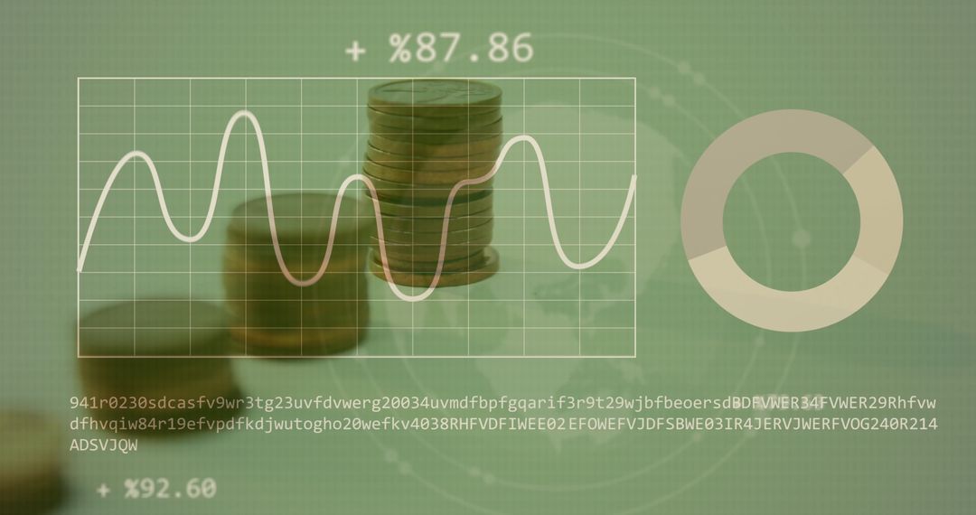 Digital Finance Concept with Coins and Data Visualization