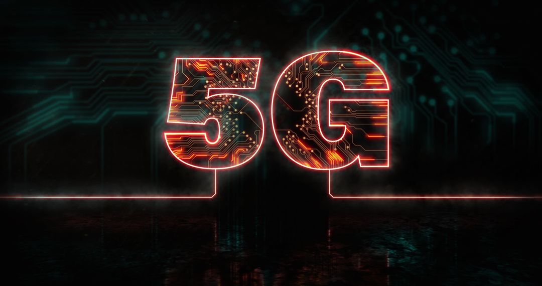 Glowing 5G Technology Concept with Digital Circuits