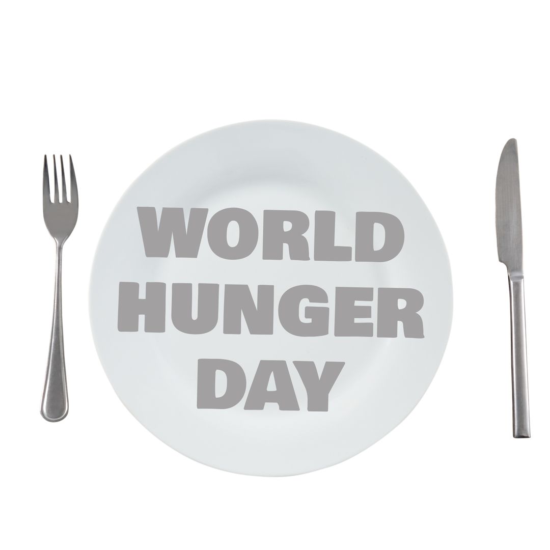 Eating Utensils with World Hunger Day Message