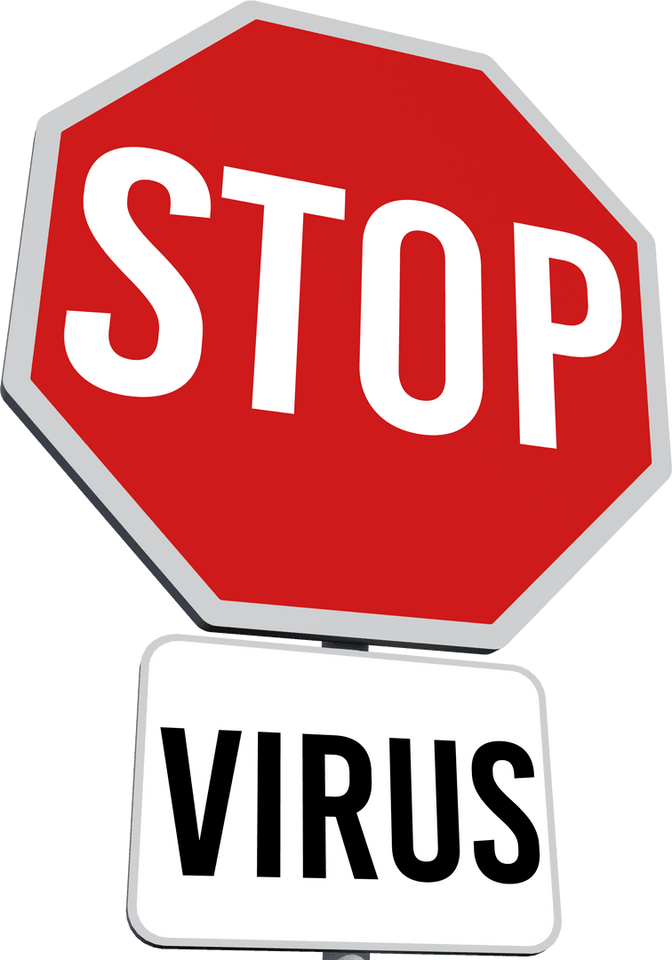 Stop Virus Sign on Transparent Background for Healthcare Awareness