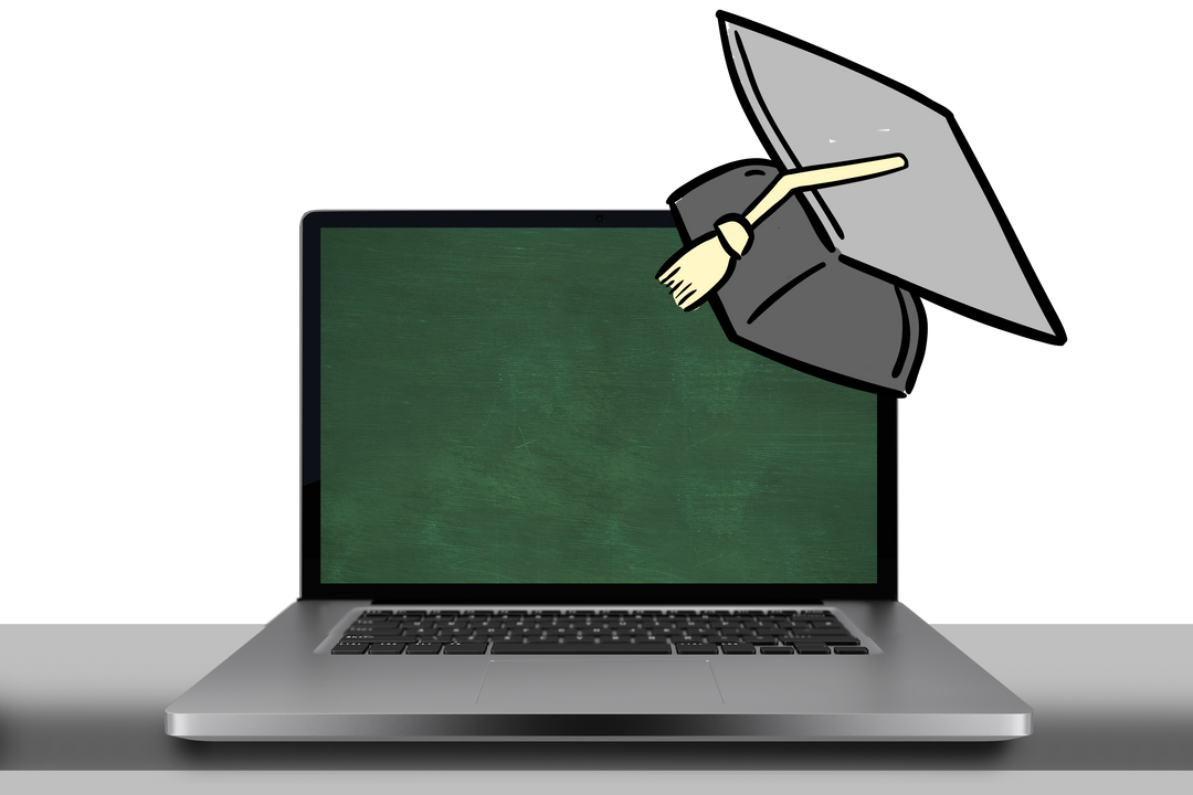 Open Laptop with Graduation Cap on Green Screen Transparent Background - Download Free Stock Images Pikwizard.com