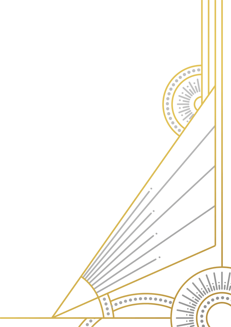 Art Deco Corner Elegance with Gold Lines on Transparent Canvas