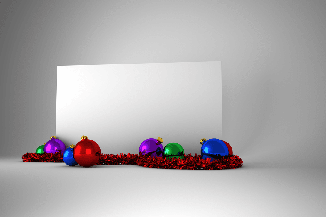 Transparent Festive Background with Colorful Christmas Decorations