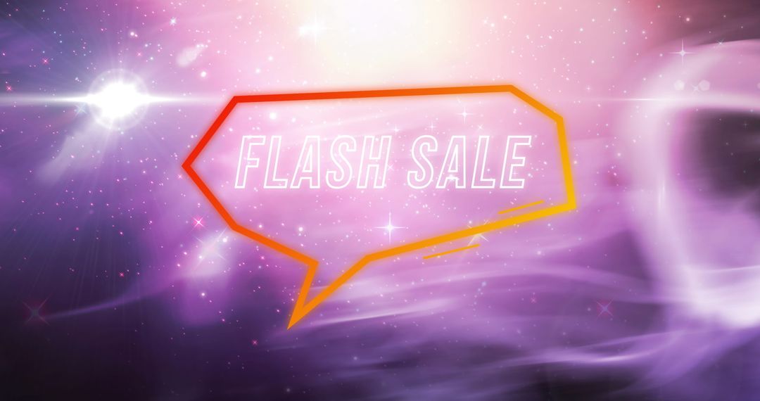Retro Neon Flash Sale Promotion Over Mystical Background