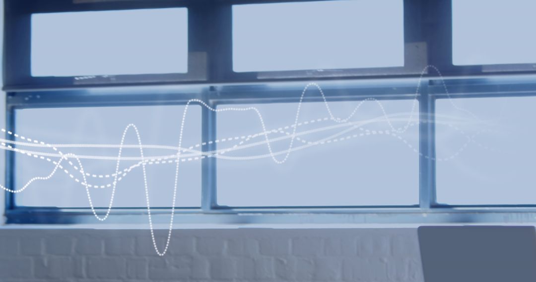 Caucasian Businesswoman with Data Processing Overlay in Modern Office