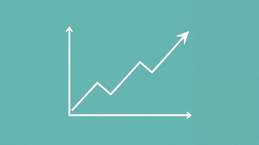 Upward Trending Line Graph on Teal Background Representing Growth
