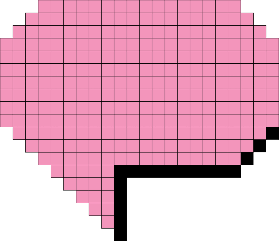 Pink Pixel Speech Bubble with Transparent Background