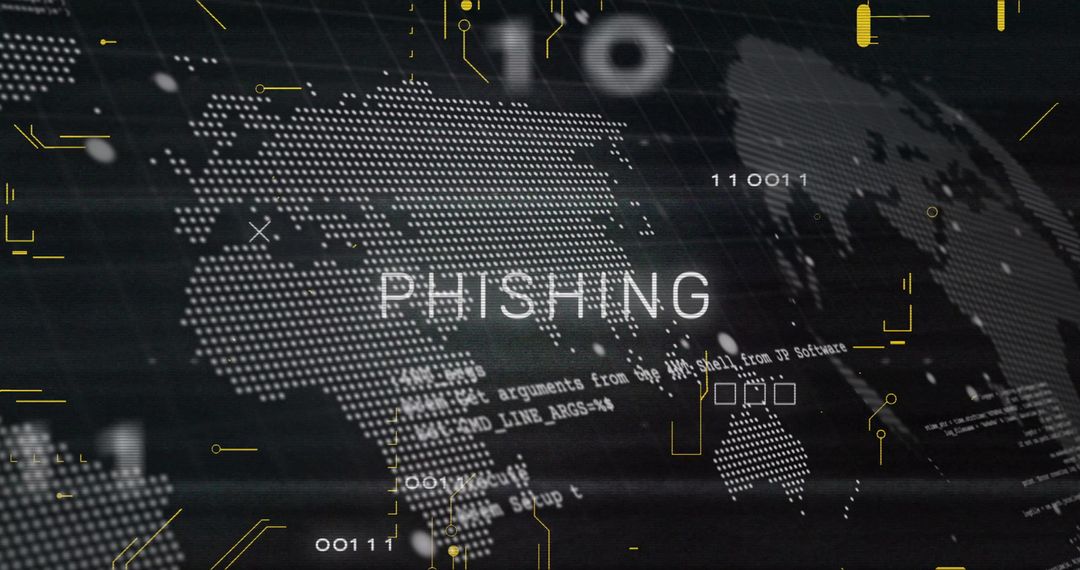 Cybersecurity Phishing Alert on Digital World Map