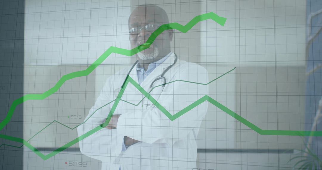 Healthcare Professional with Graphs Indicates Medical Analysis