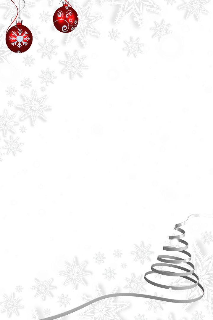 Festive Transparent Frame with Snowflakes and Ornaments