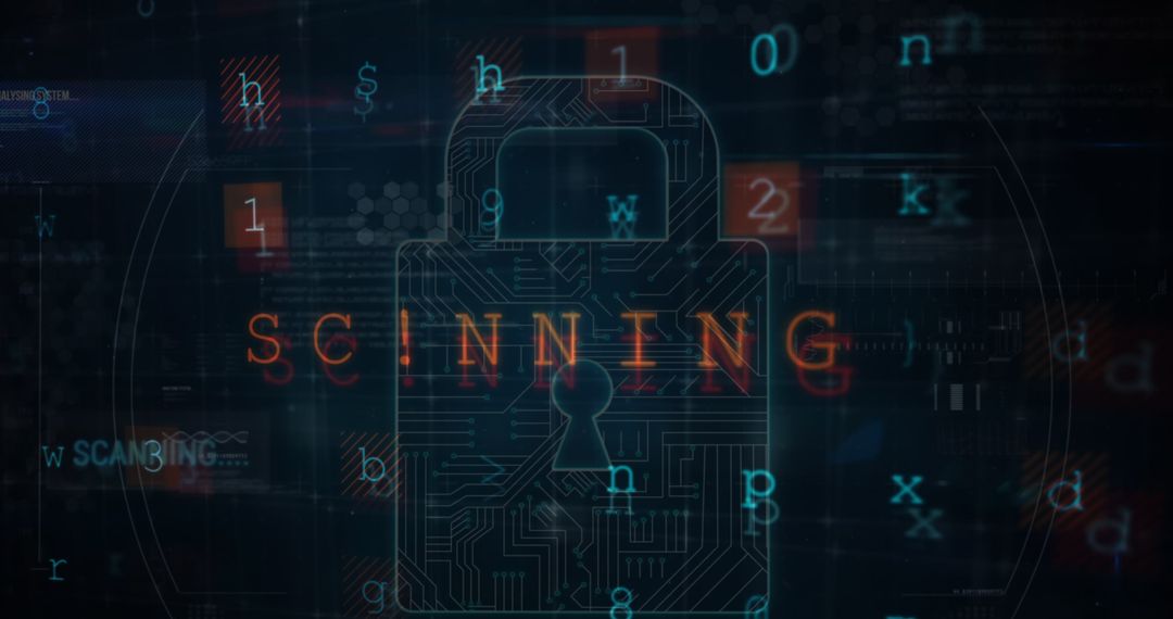 Digital Security Concept with Padlock and Data Symbols