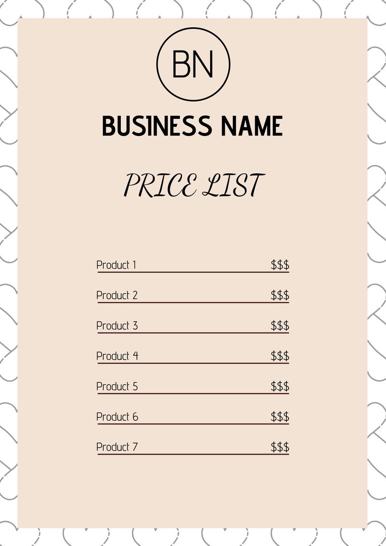 Professional Pricing List Template Design with Neutral Background
