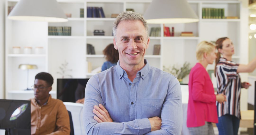 Confident Businessman Leading Creative Sustainable Workspace