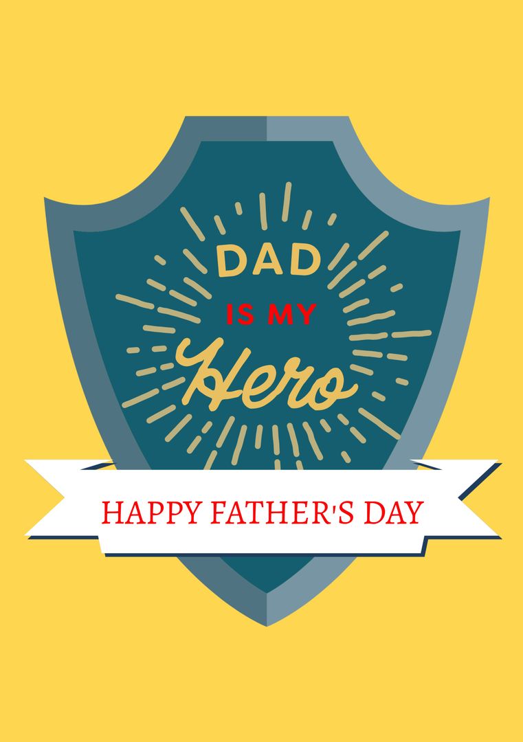 Dad is My Hero Shield Design for Father's Day - Download Free Stock Templates Pikwizard.com