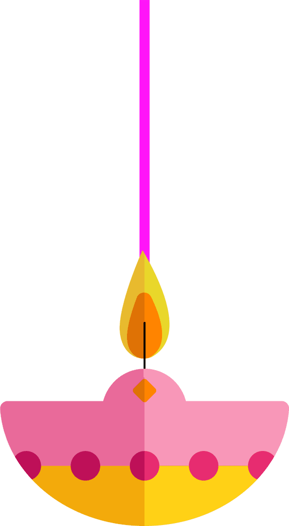 Colorful Diya Lamp Icon with Transparent Background