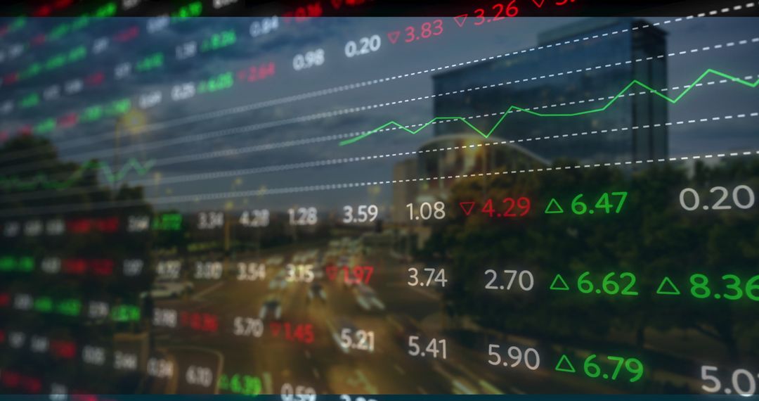 Digital Data Streams Overlooking Urban Cityscape