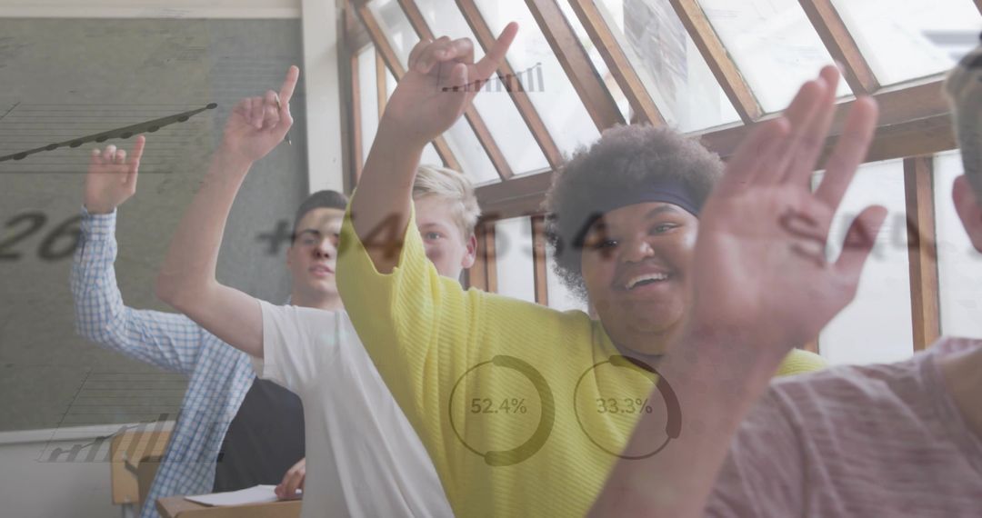 Enthusiastic Students Engaging in Interactive Classroom