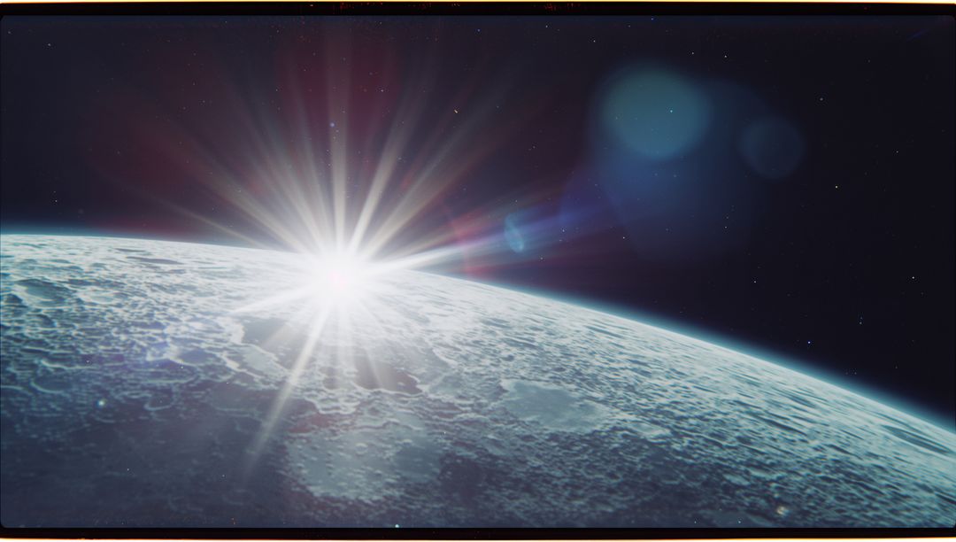 Distant Stellar Dawn Illuminating Cratered Exoplanet Surface