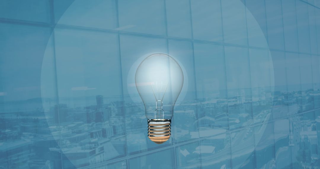 Creative Innovation Concept with Light Bulb and Office Background