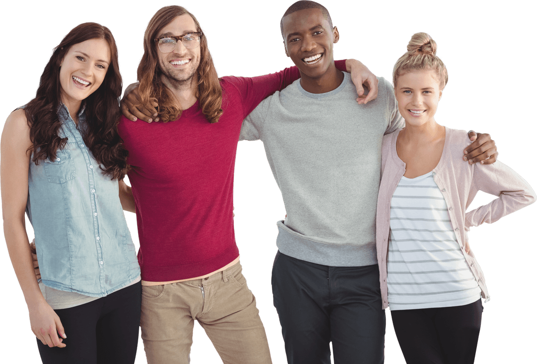 Transparent Group of Young Professionals Smiling Outside