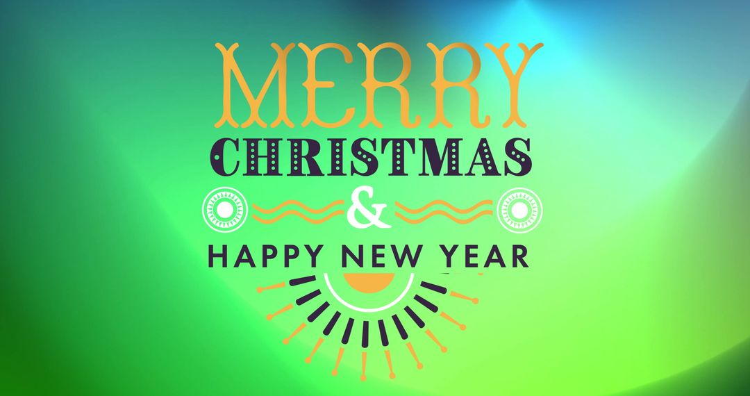 Festive Merry Christmas and Happy New Year Design on Green Background