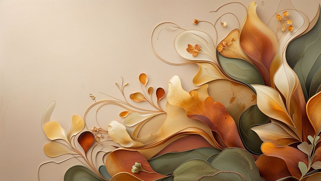 AI-Generated Abstract Art Featuring Autumnal Leaves and Petals