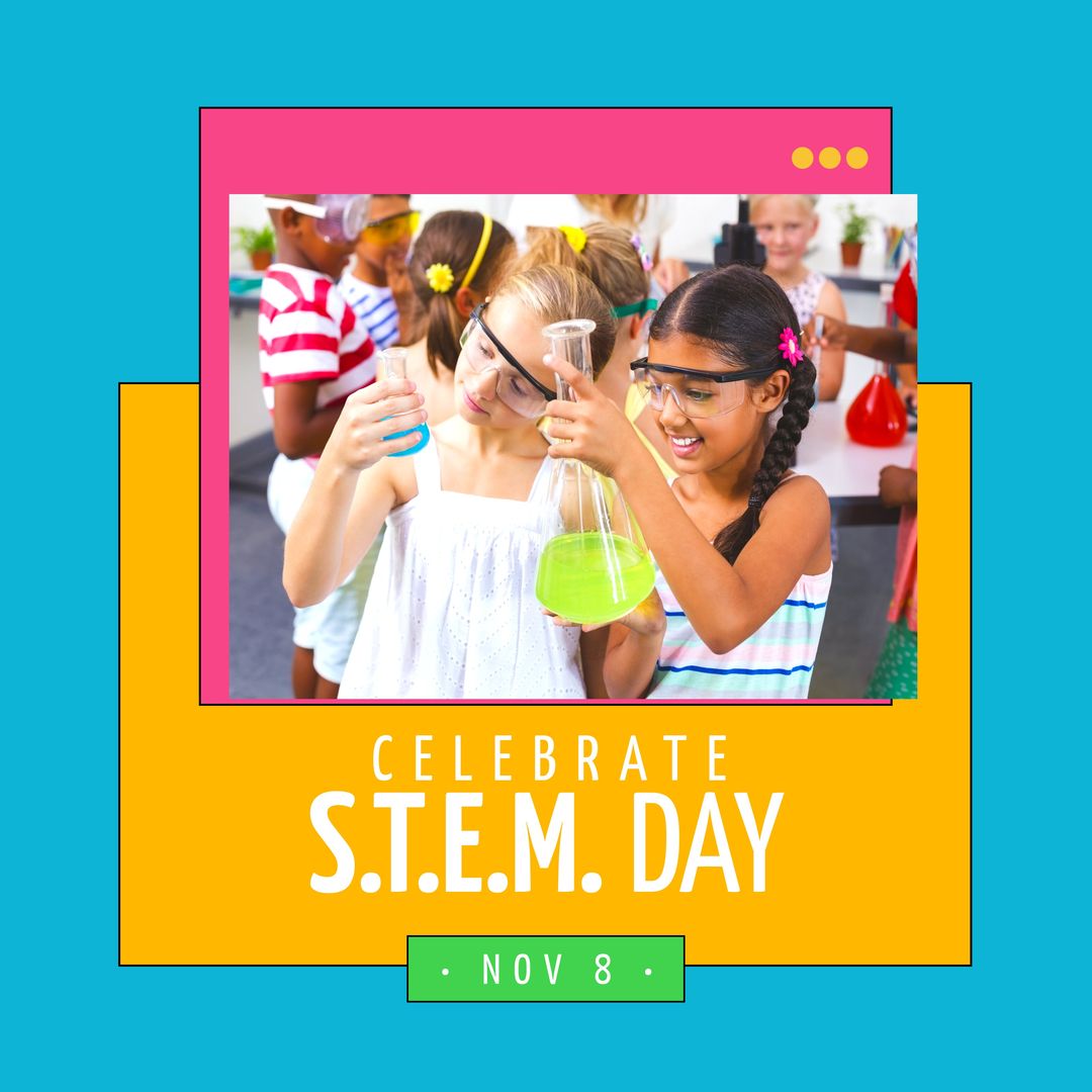 Diverse Children Engaging in Science on STEM Day Celebration - Download Free Stock Templates Pikwizard.com