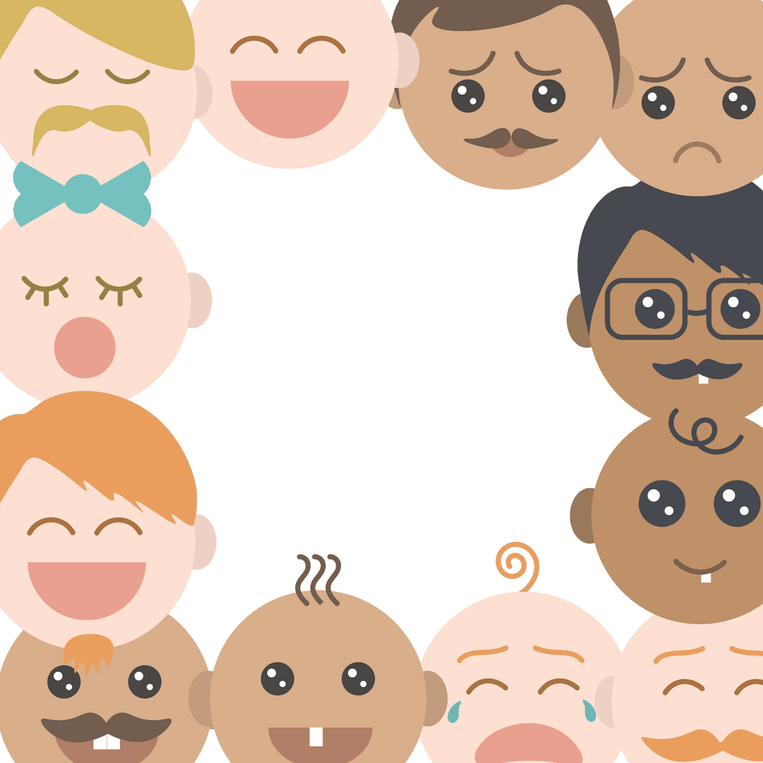 Diverse Faces Frame on Transparent Background Illustration