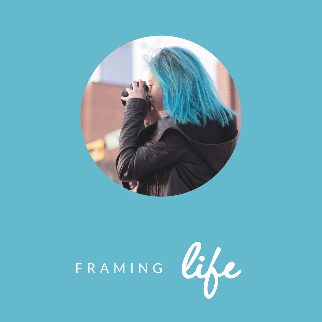 Blue-Haired Photographer Celebrating World Photography Day