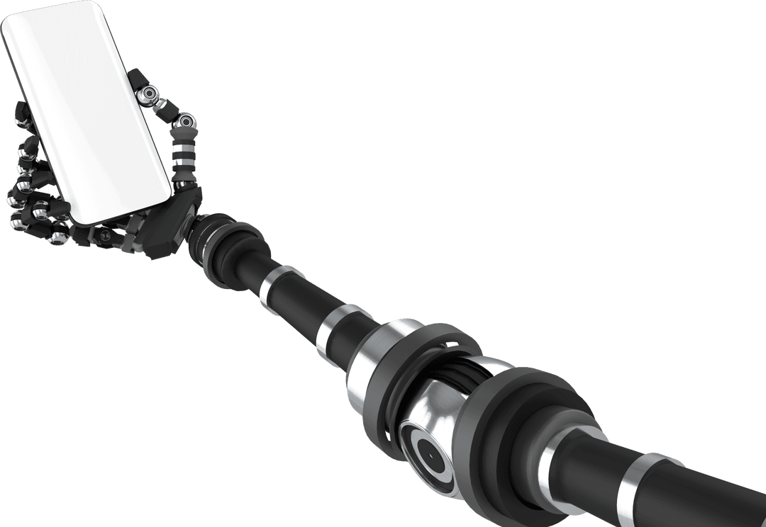 Transparent Robotic Hand Holding Smartphone on White