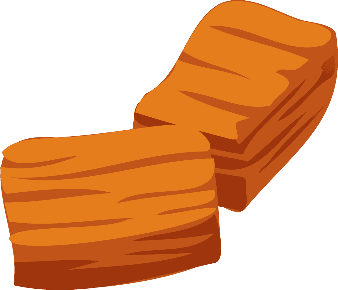 Floating Cartoon Wood Logs on Transparent Background