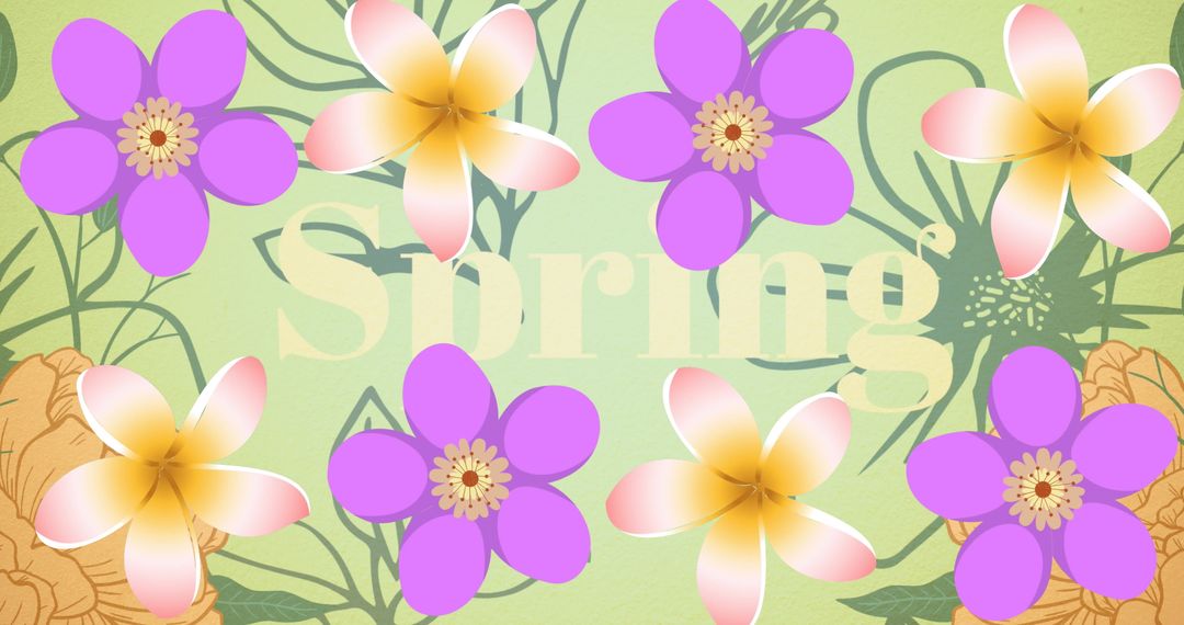 Vibrant Spring Floral Pattern with Text Design