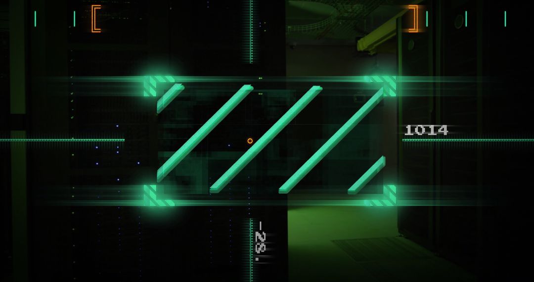 Futuristic Digital Scanner Interface in Server Room