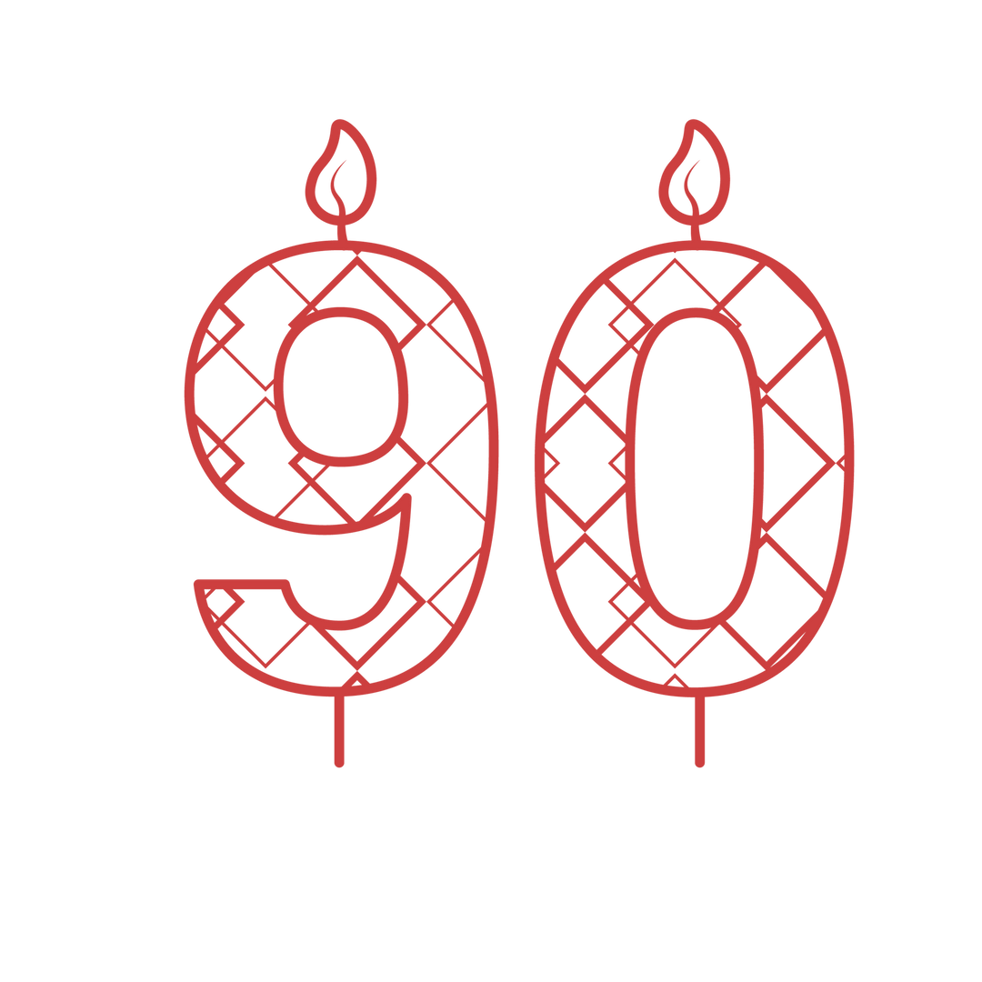 Red 90th Birthday Candle Vector with Pattern on Transparent Background - Download Free Stock Images Pikwizard.com