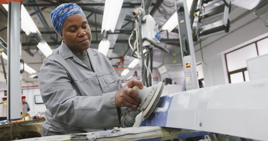 Skilled Mechanic Using Grinder in Workshop