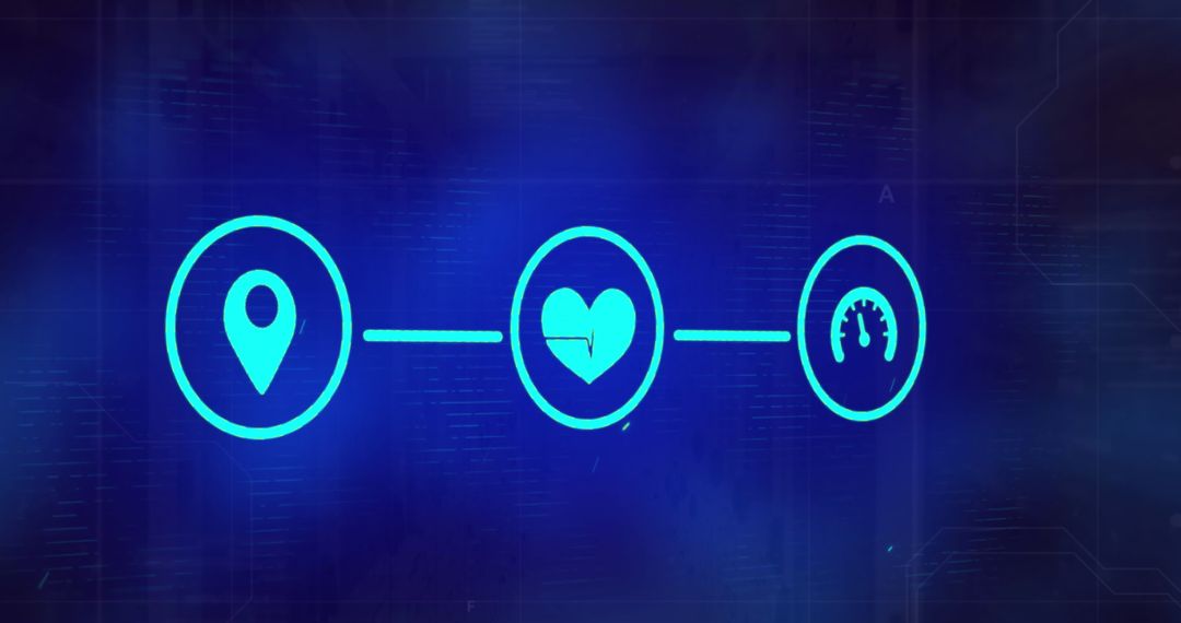 Futuristic Media Icons With Heart and Location