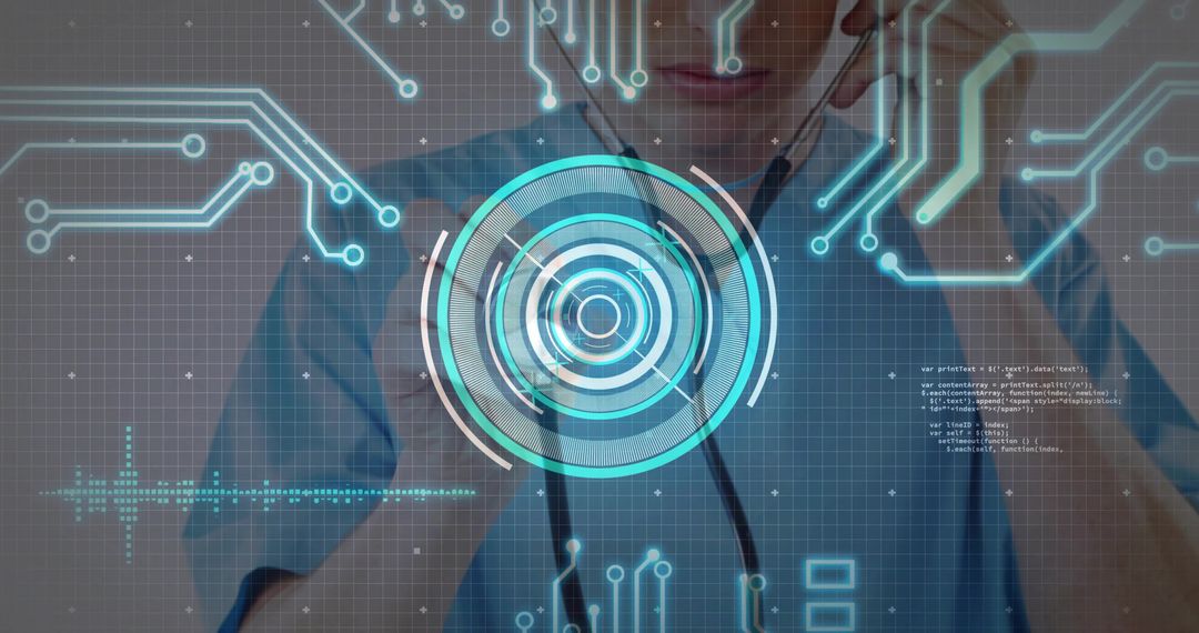 Doctor Using Futuristic Interface for Digital Healthcare Innovation