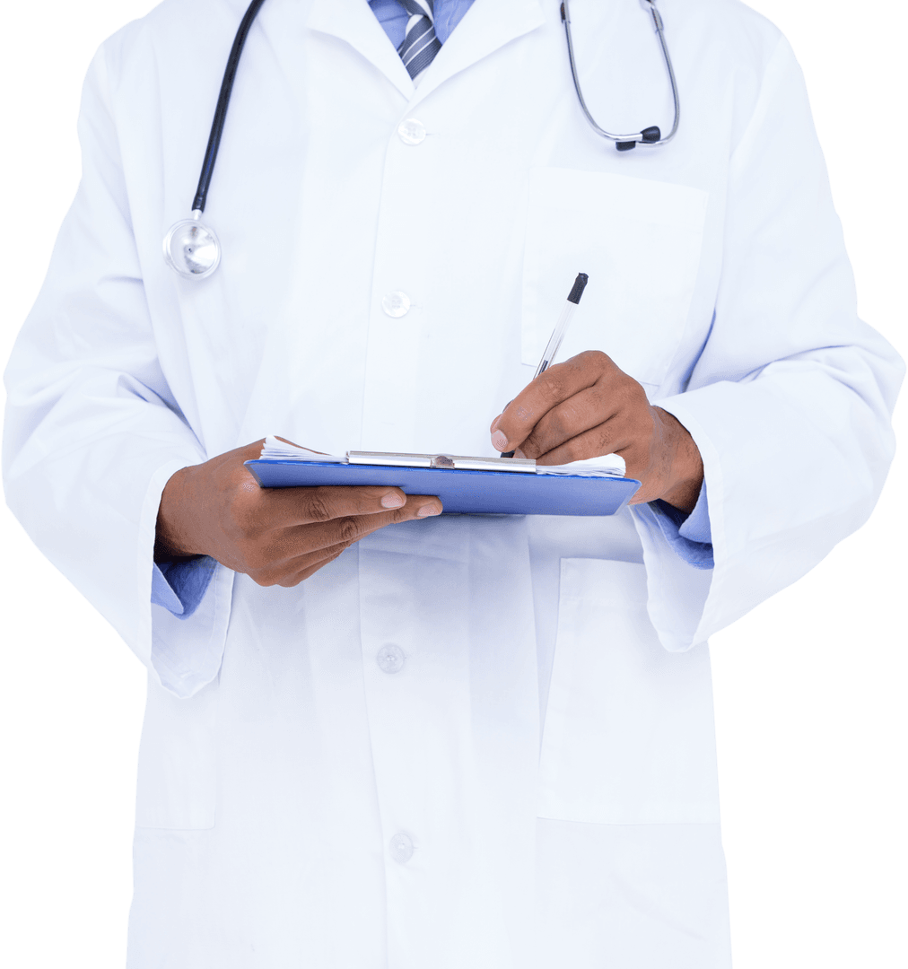 Transparent Image of Doctor Writing on a Clipboard