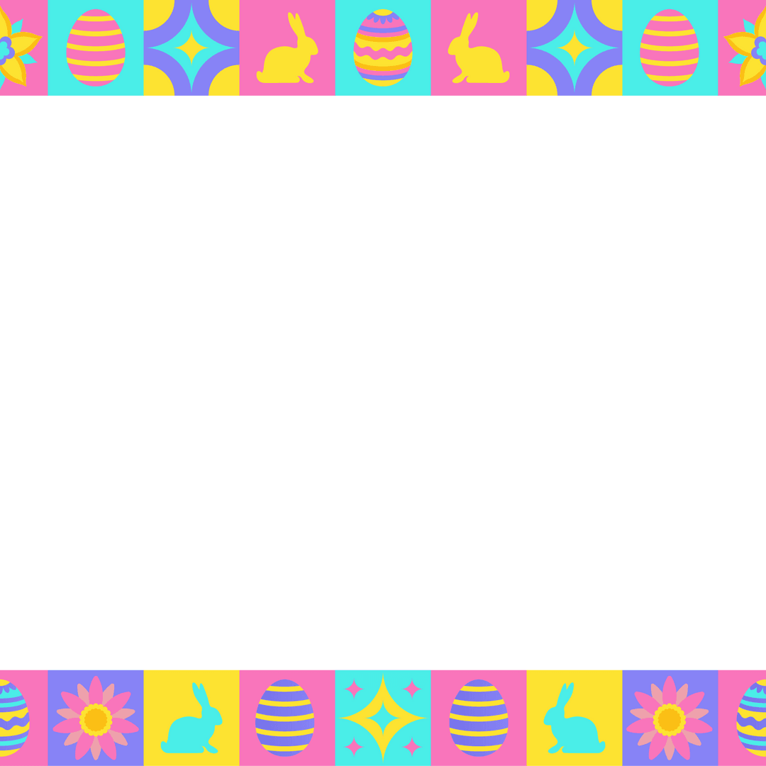 Pastel Easter Frame with Transparent Center for Festive Design