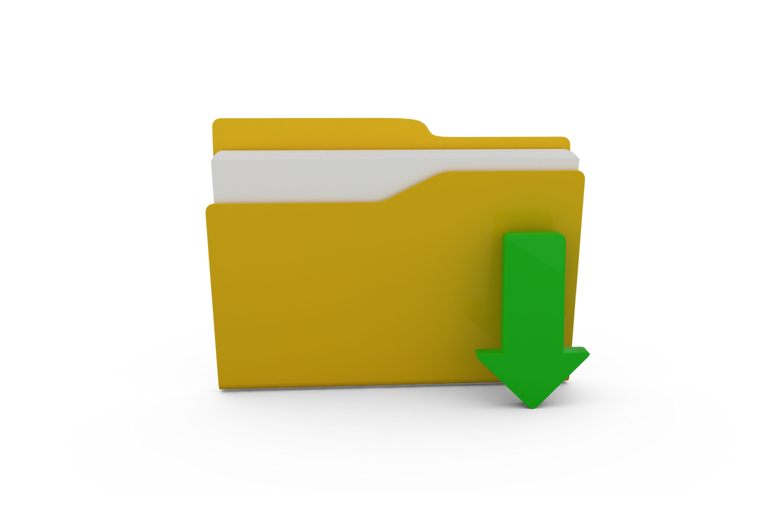 3D Yellow Folder with Download Arrow Icon Transparent Background - Download Free Stock Images Pikwizard.com