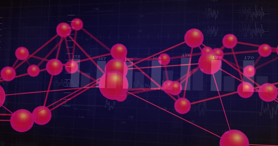 Abstract Network of Digital Connective Spheres in Futuristic Data Interface