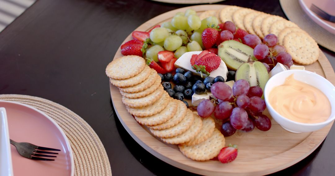 Gourmet Appetizer Platter with Fruits, Cheese, Crackers for Parties